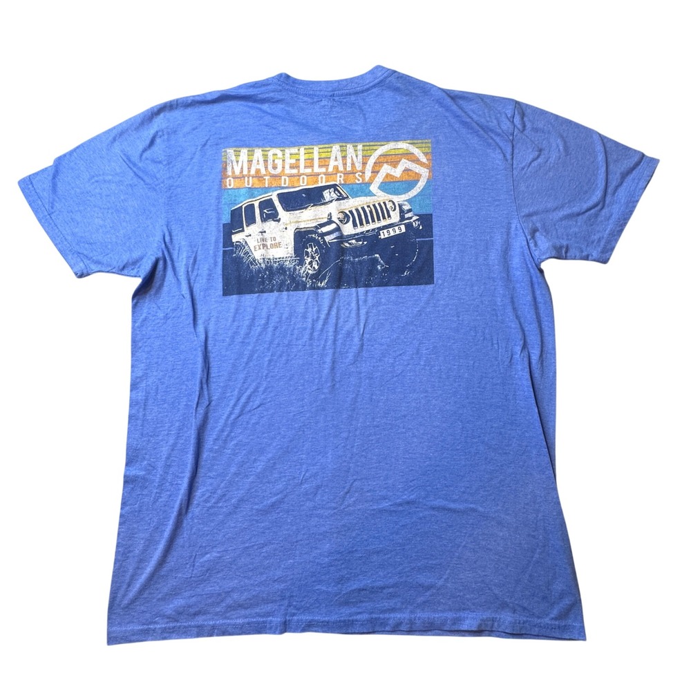 Magellan T-Shirt Mens XL Blue Live To Explore Jeep Graphic‎ Short Sleeve Outdoor